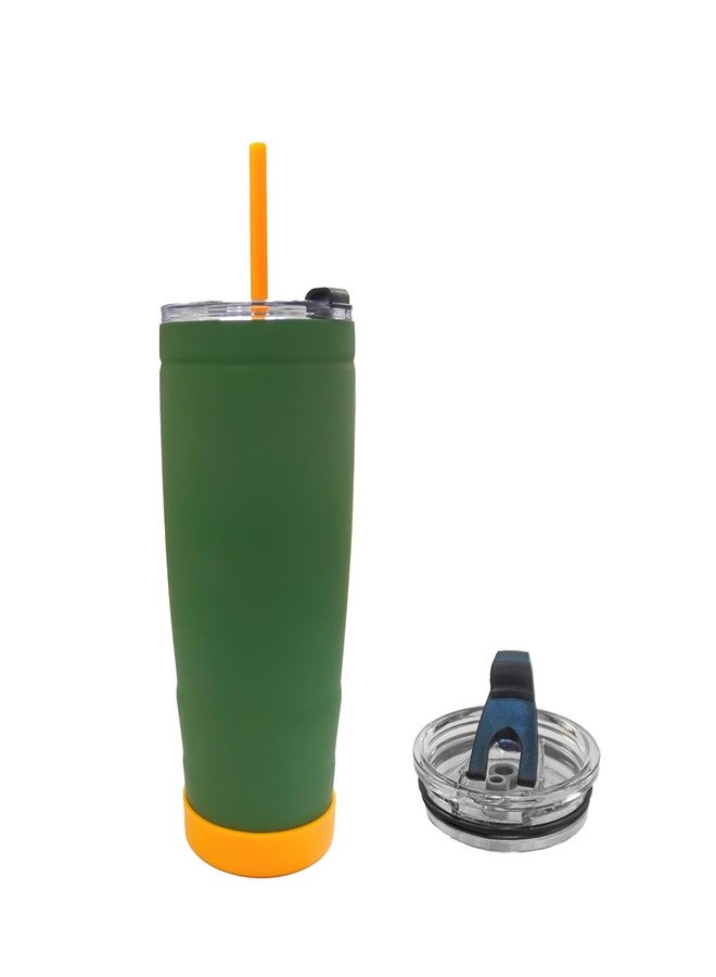 Headway by rabitat REO Insulated Stainless Steel Tumbler 500 ml | Double Wall Vacuum Travel Mug | Hot & Cold | Flip-Open Straw Sipper | Leak Proof Flask for Office, Gym, Travel | Meridian Green - Image 1